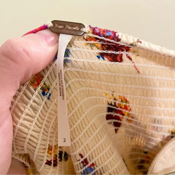 Free People Bella Babe Printed Midi Dress Cream Floral Sleeveless Sz 2 - Picture 11 of 12